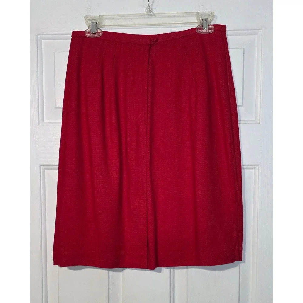 Metro Collection New York Vintage Red Textured Pencil Skirt Size 10 Made in USA‎